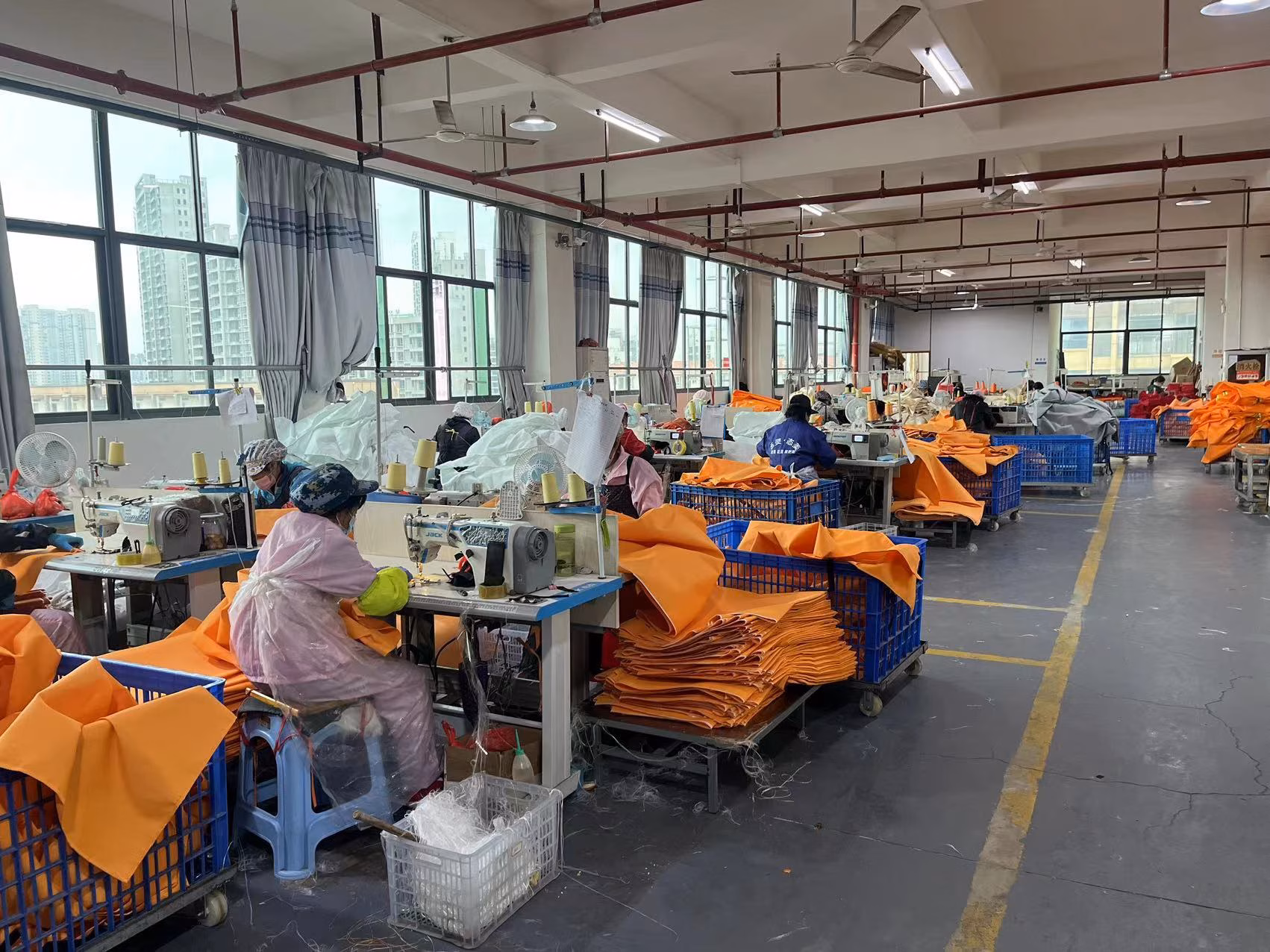Sewing of silicone coated fire blanket